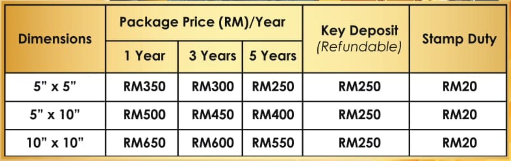 Relau Branch Price Table